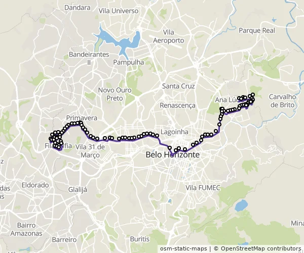 Mapa do itinerário da linha