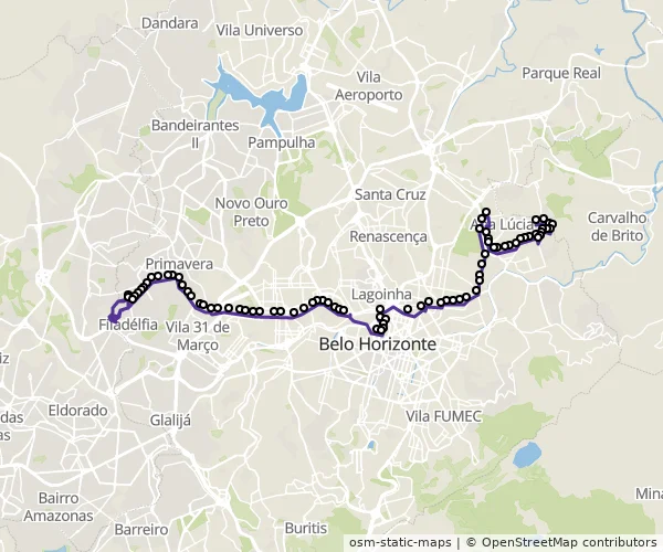 Mapa do itinerário da linha