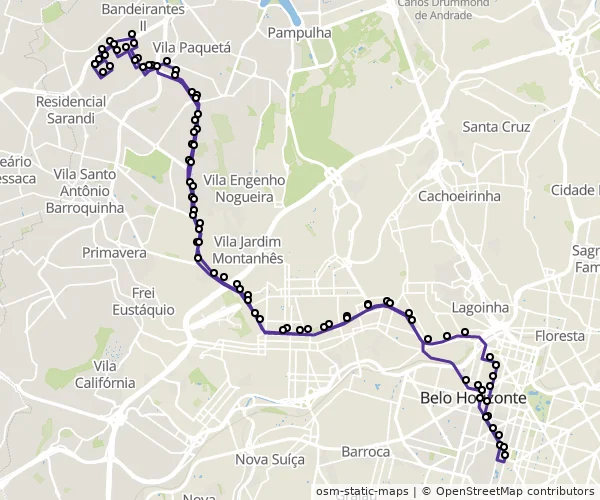 Mapa do itinerário da linha