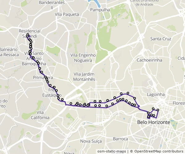 Mapa do itinerário da linha