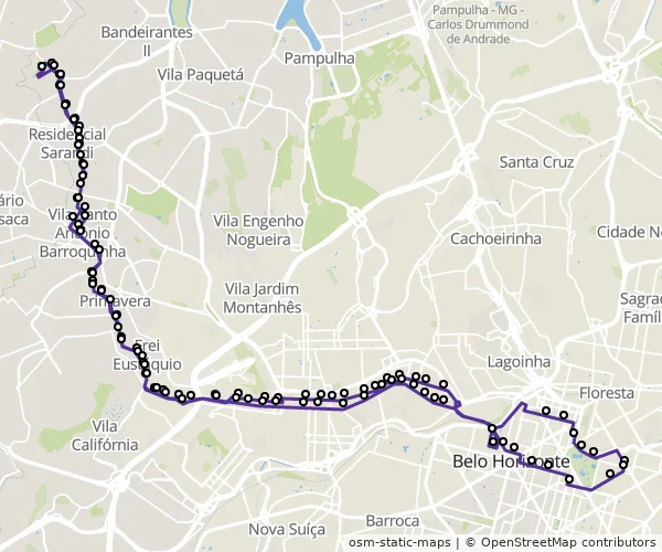 Mapa do itinerário da linha