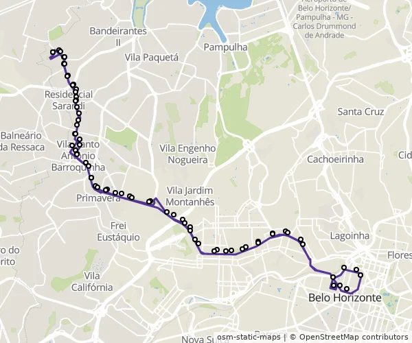 Mapa do itinerário da linha