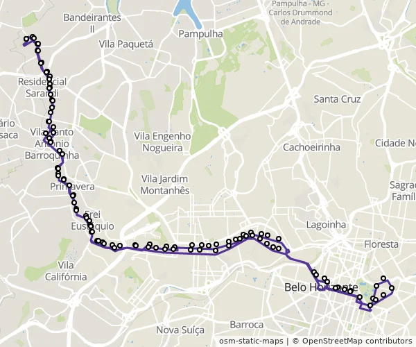 Mapa do itinerário da linha