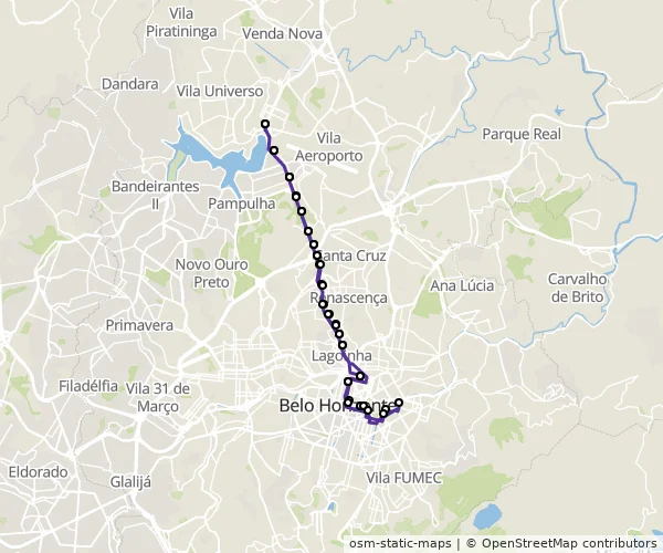 Mapa do itinerário da linha