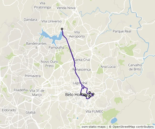 Mapa do itinerário da linha