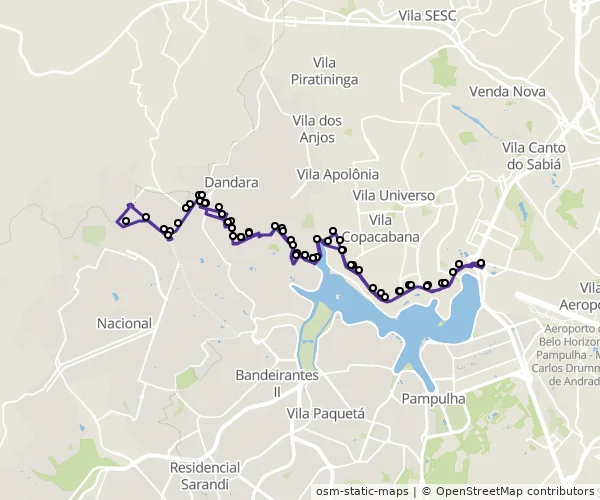 Mapa do itinerário da linha