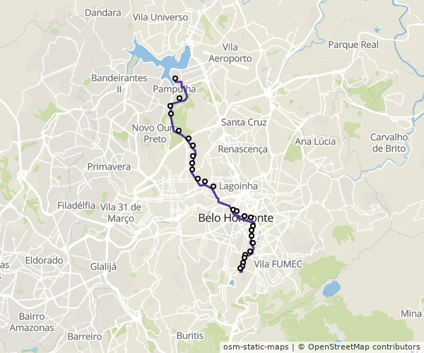Mapa do itinerário da linha