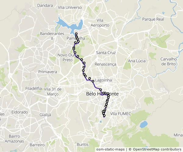 Mapa do itinerário da linha