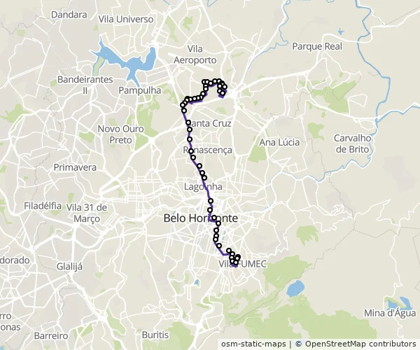 Mapa do itinerário da linha