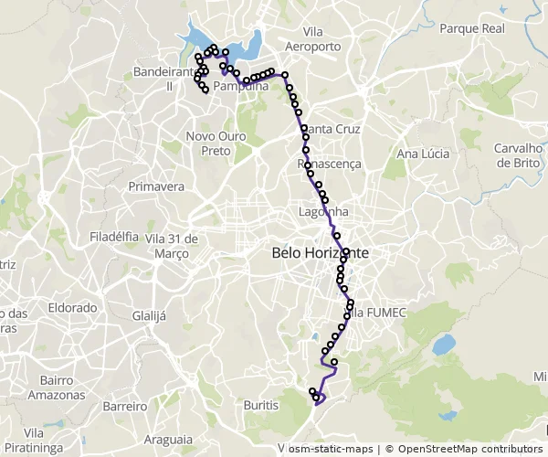 Mapa do itinerário da linha