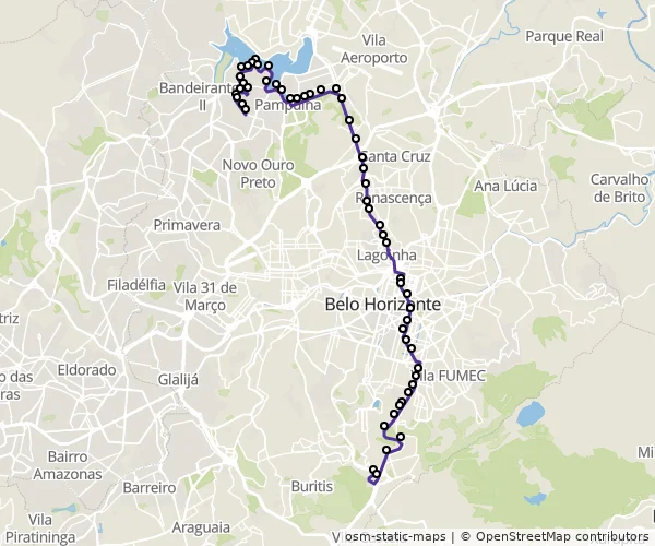 Mapa do itinerário da linha