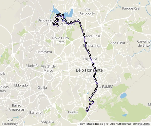 Mapa do itinerário da linha