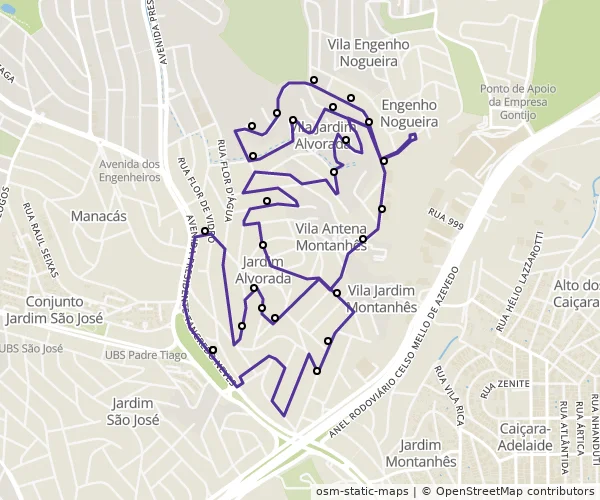 Mapa do itinerário da linha