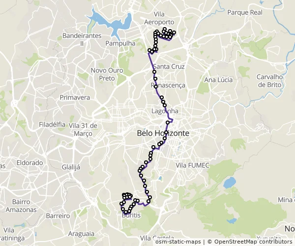 Mapa do itinerário da linha