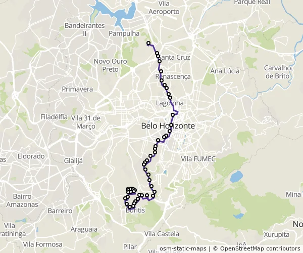 Mapa do itinerário da linha