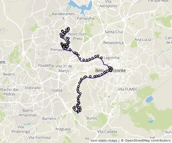 Mapa do itinerário da linha