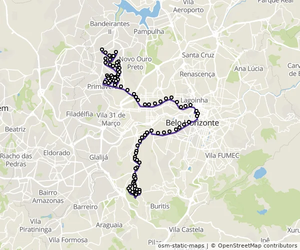 Mapa do itinerário da linha