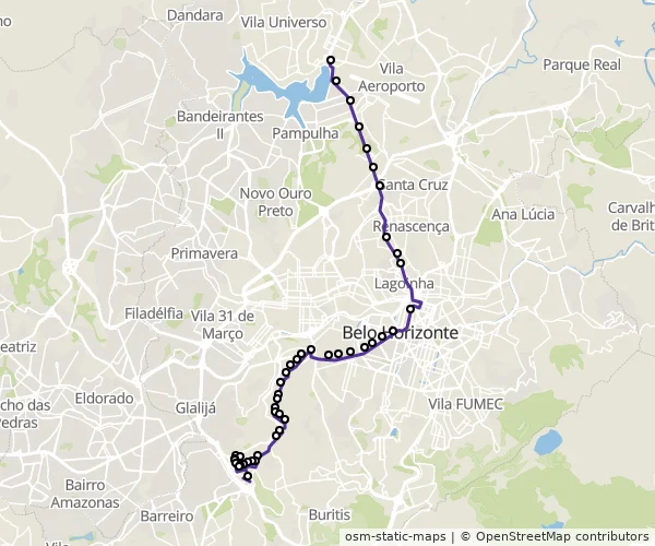 Mapa do itinerário da linha