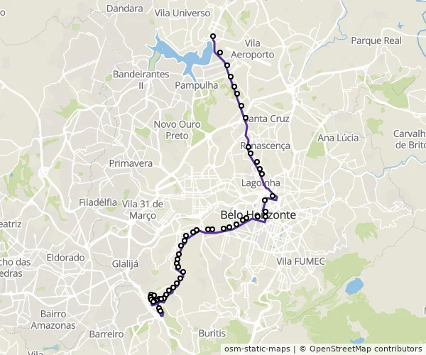 Mapa do itinerário da linha