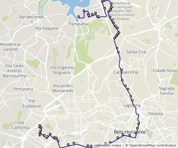 Mapa do itinerário da linha