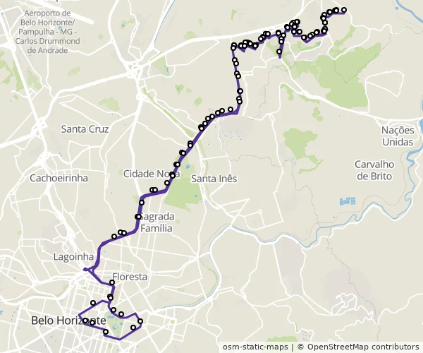 Mapa do itinerário da linha
