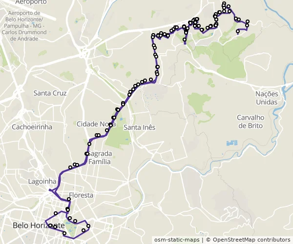 Mapa do itinerário da linha