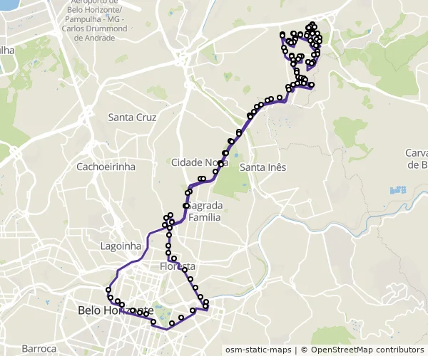 Mapa do itinerário da linha
