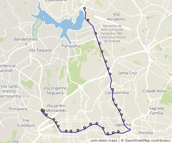 Mapa do itinerário da linha