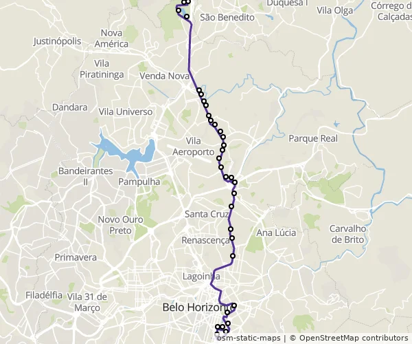 Mapa do itinerário da linha