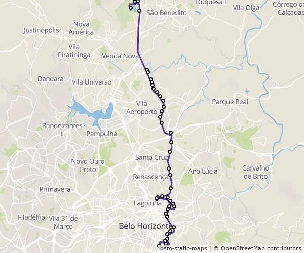 Mapa do itinerário da linha