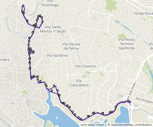 Mapa do itinerário da linha