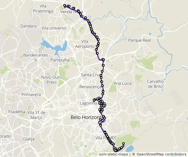 Mapa do itinerário da linha