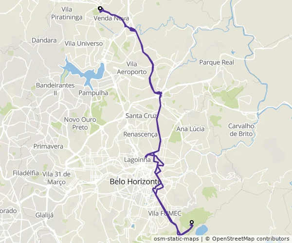 Mapa do itinerário da linha