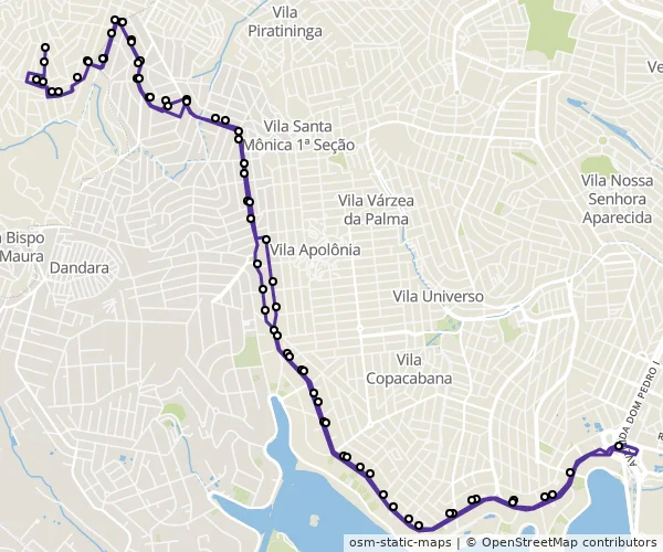 Mapa do itinerário da linha