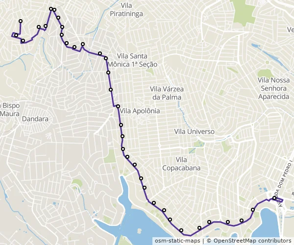 Mapa do itinerário da linha