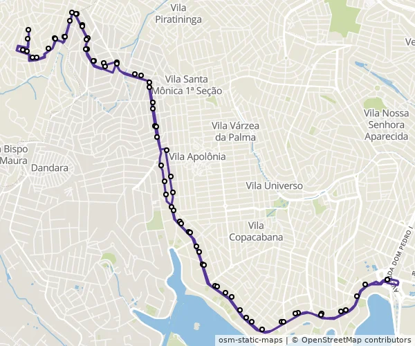 Mapa do itinerário da linha