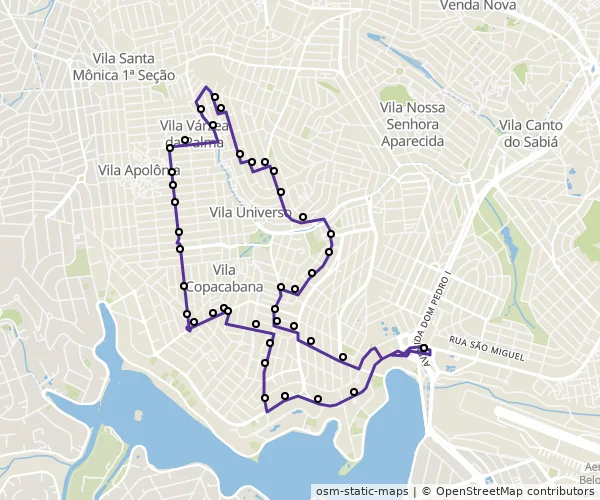 Mapa do itinerário da linha