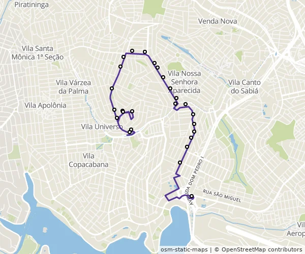 Mapa do itinerário da linha