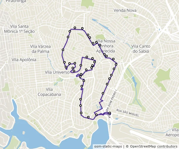 Mapa do itinerário da linha