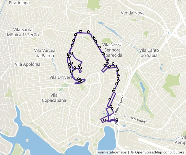 Mapa do itinerário da linha