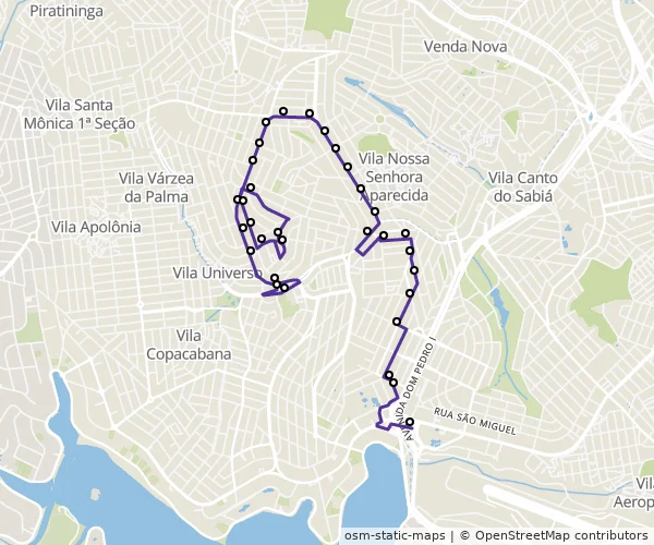 Mapa do itinerário da linha