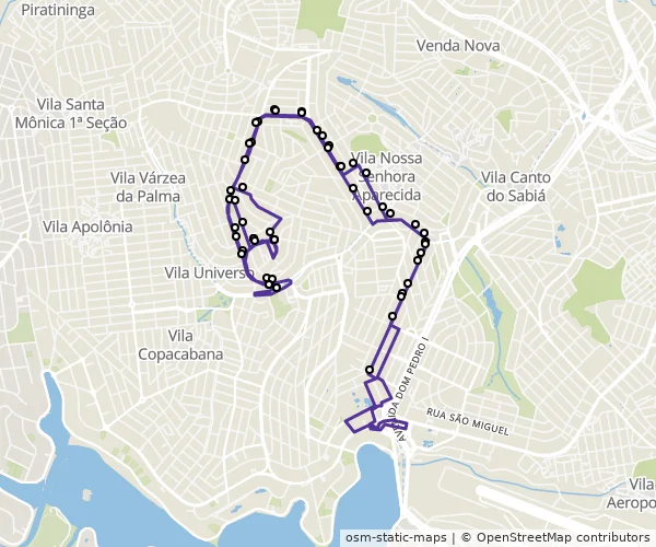 Mapa do itinerário da linha