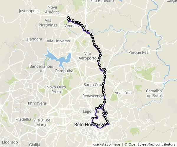 Mapa do itinerário da linha