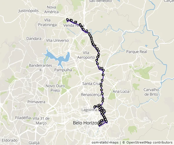Mapa do itinerário da linha