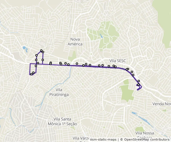 Mapa do itinerário da linha