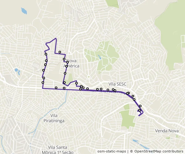 Mapa do itinerário da linha