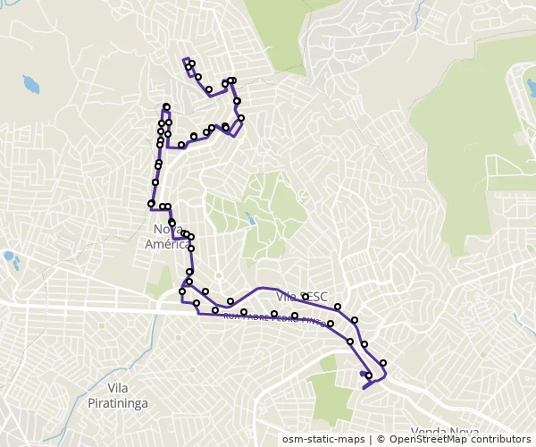 Mapa do itinerário da linha