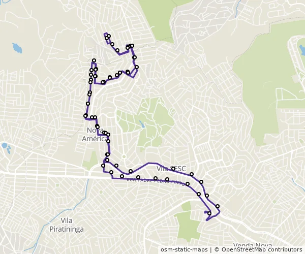 Mapa do itinerário da linha