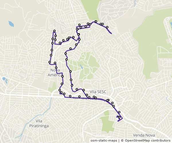 Mapa do itinerário da linha