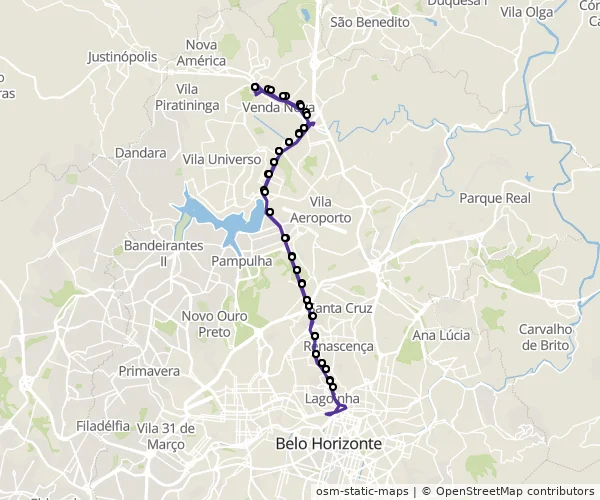 Mapa do itinerário da linha